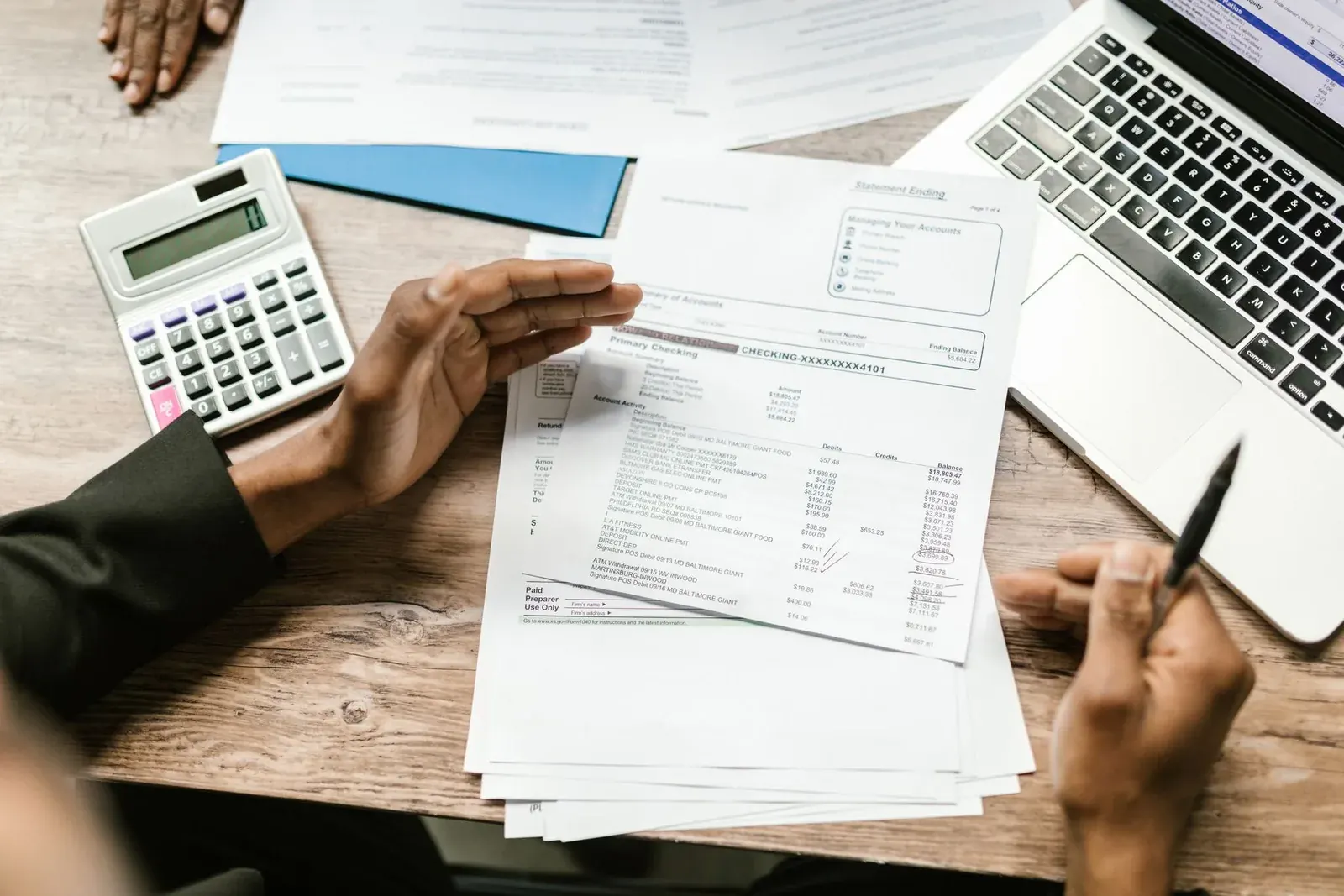 Review of bank statements and documents for a business loan